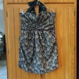 Missphit Sexy Black and Gold Lace Dress